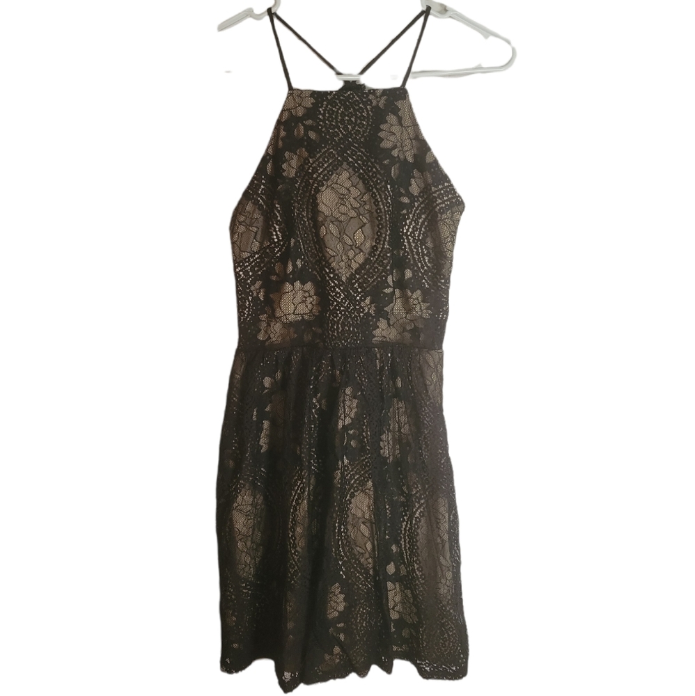 Francesca's XS black nude lace dress